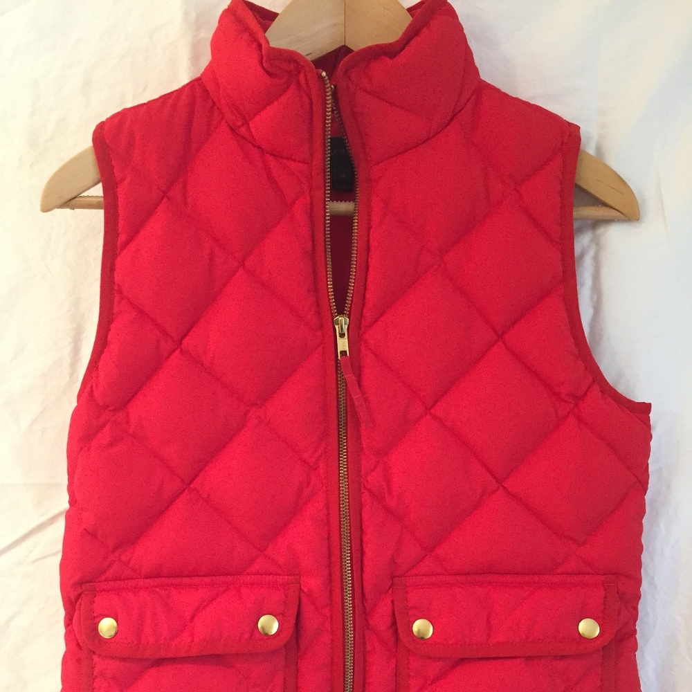 J. Crew Excursion Quilted Down Vest Red Size XS